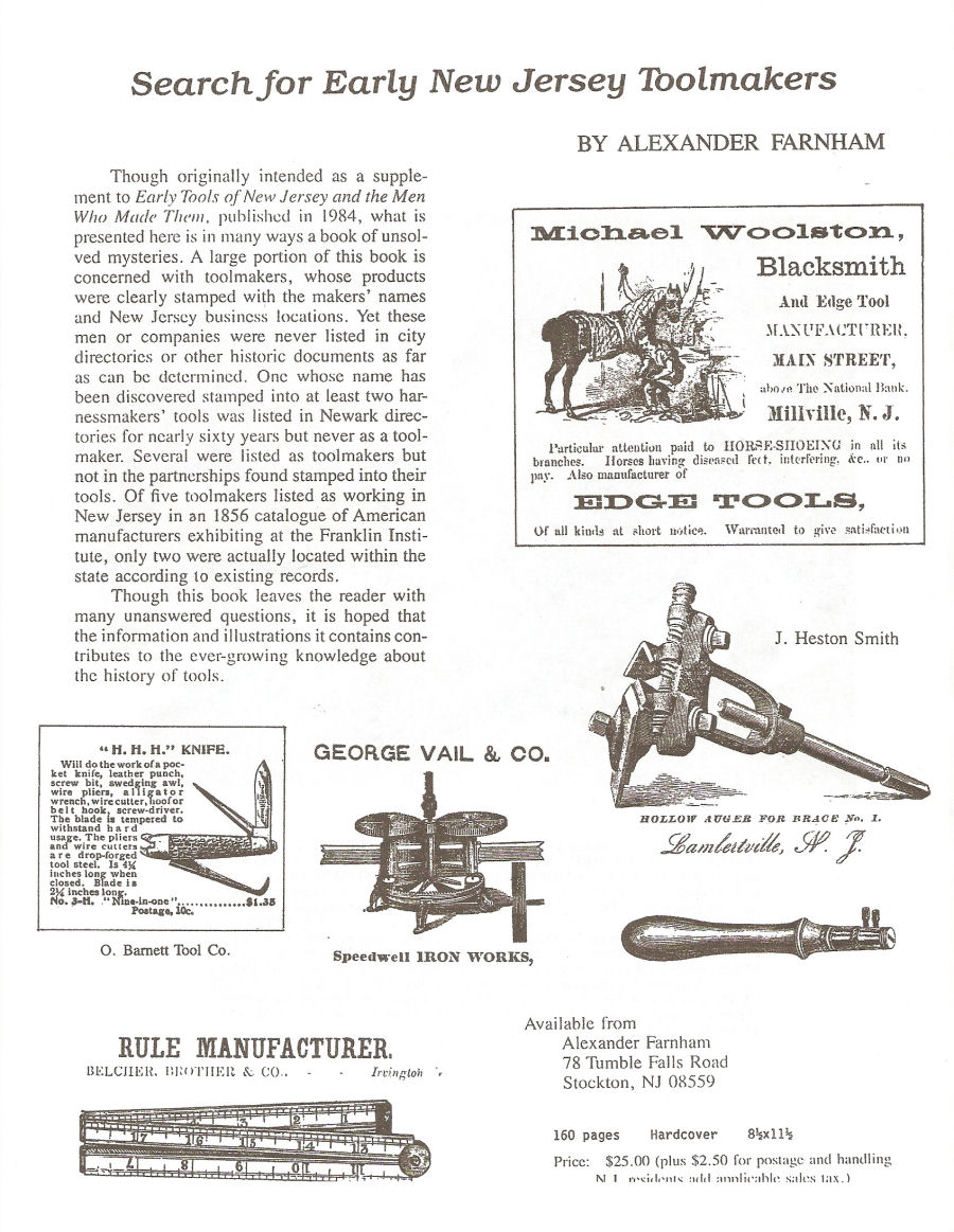 Search for Early NJ Toolmakers